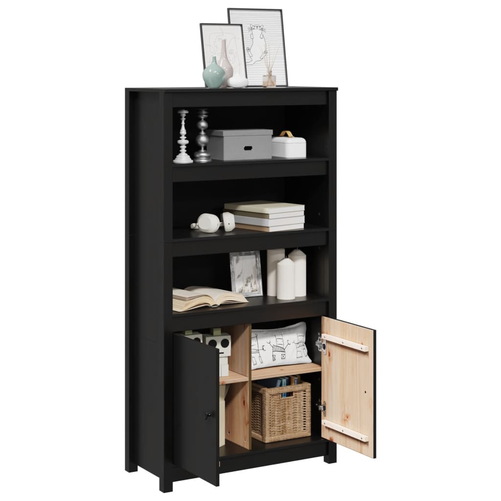 Highboard Black 80x35x154 cm Solid Wood Pine