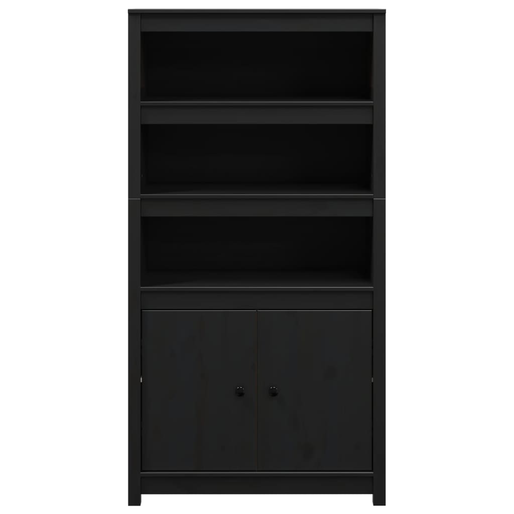 Highboard Black 80x35x154 cm Solid Wood Pine