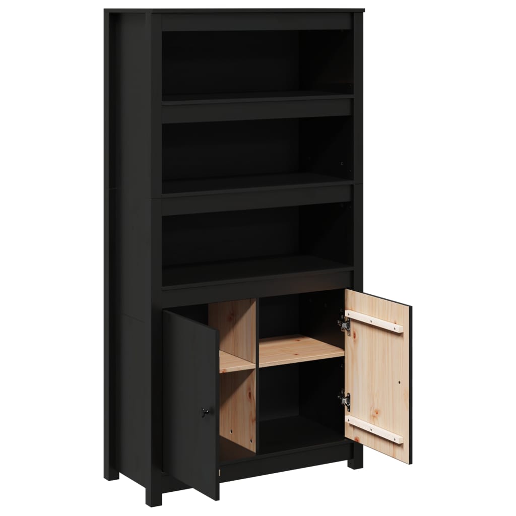 Highboard Black 80x35x154 cm Solid Wood Pine