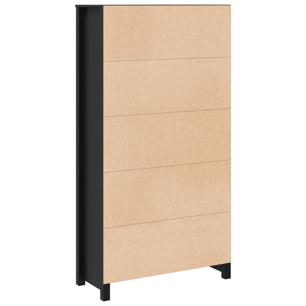 Highboard Black 80x35x154 cm Solid Wood Pine