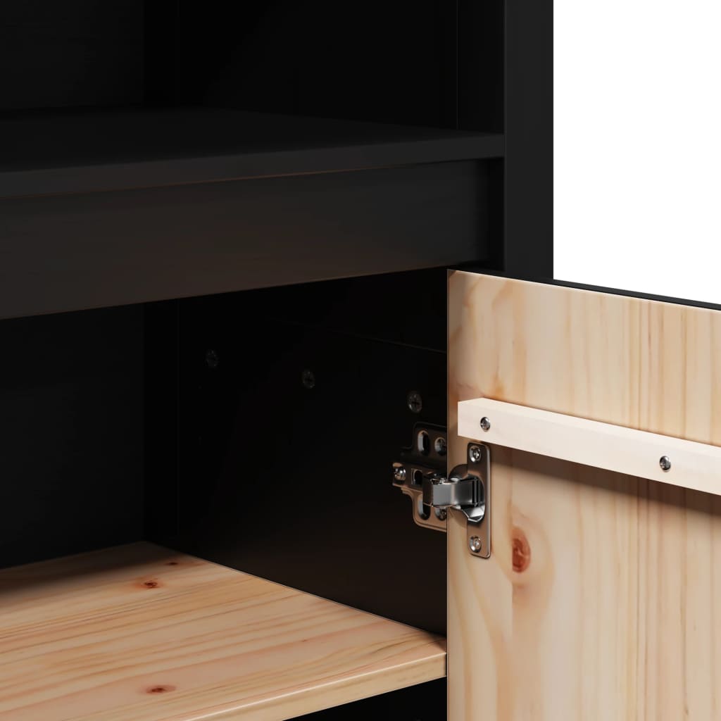 Highboard Black 80x35x154 cm Solid Wood Pine