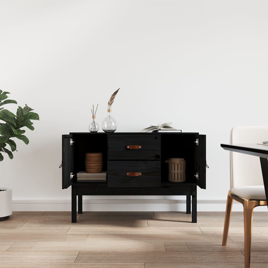 Sideboard Black 110x40x78 cm Solid Wood Pine