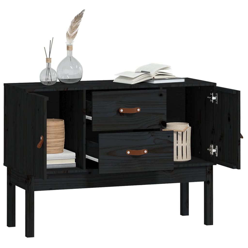 Sideboard Black 110x40x78 cm Solid Wood Pine