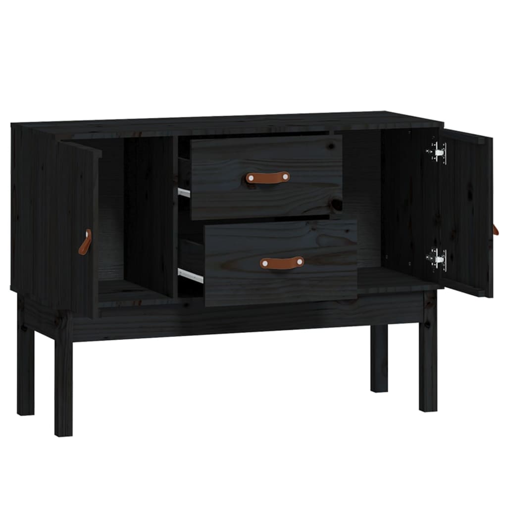 Sideboard Black 110x40x78 cm Solid Wood Pine