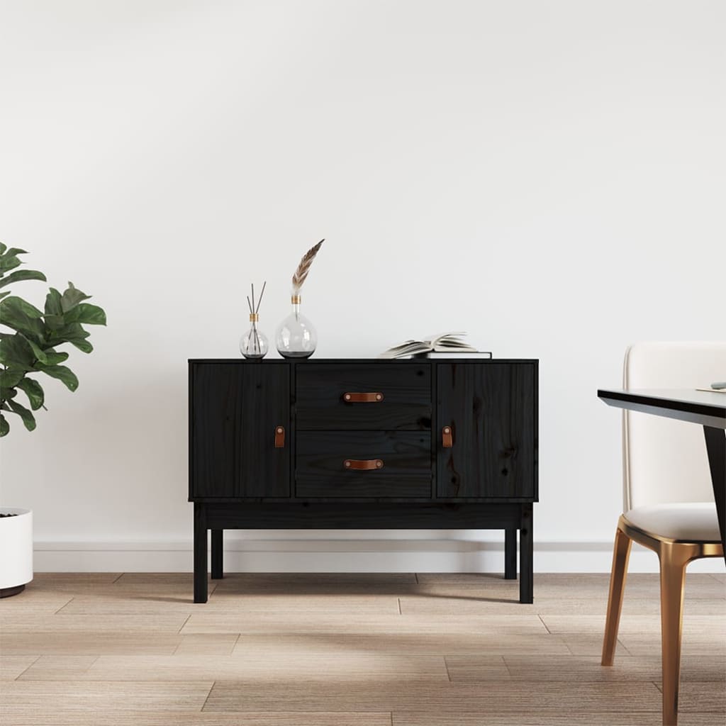 Sideboard Black 110x40x78 cm Solid Wood Pine