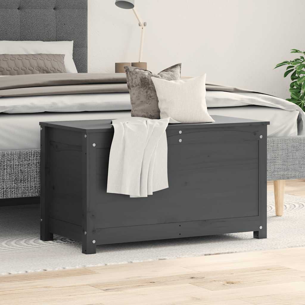 Storage Box Grey 80x40x45.5 cm Solid Wood Pine