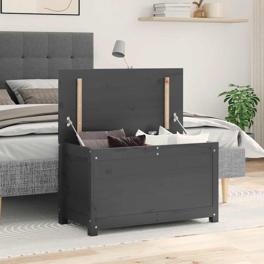 Storage Box Grey 80x40x45.5 cm Solid Wood Pine
