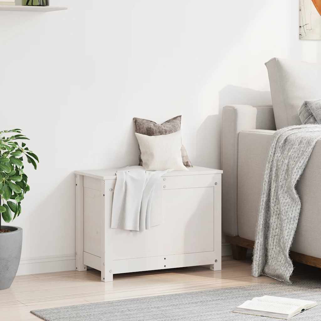 Storage Box White 60x32x45.5 cm Solid Wood Pine