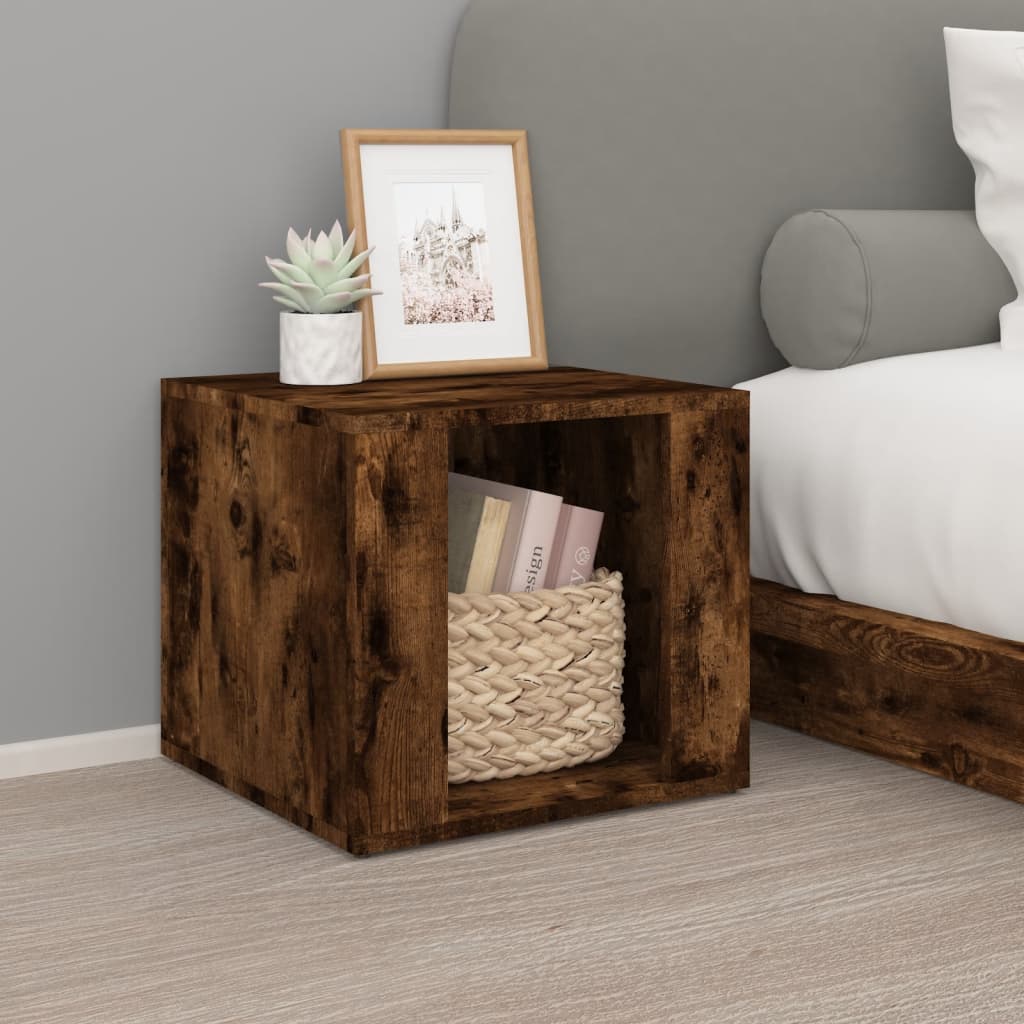 Bedside Table Smoked Oak 41x40x36 cm Engineered Wood