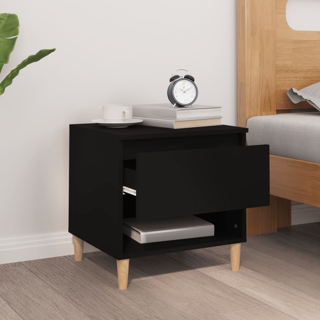 Bedside Table Black 50x46x50 Engineered Wood