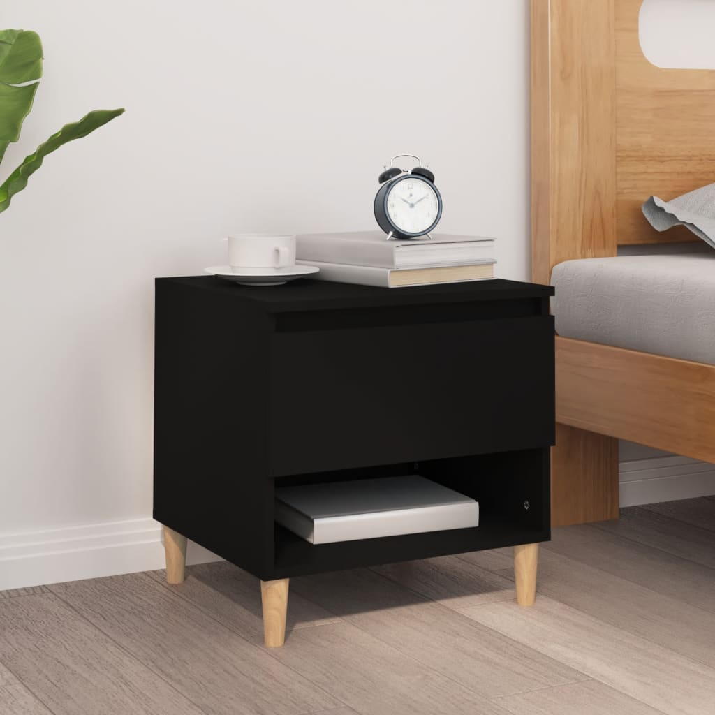 Bedside Table Black 50x46x50 Engineered Wood