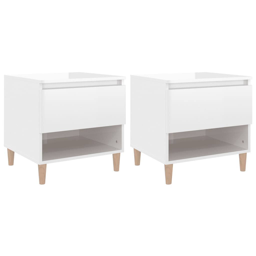 Bedside Tables 2 pcs High Gloss White 50x46x50 Engineered Wood