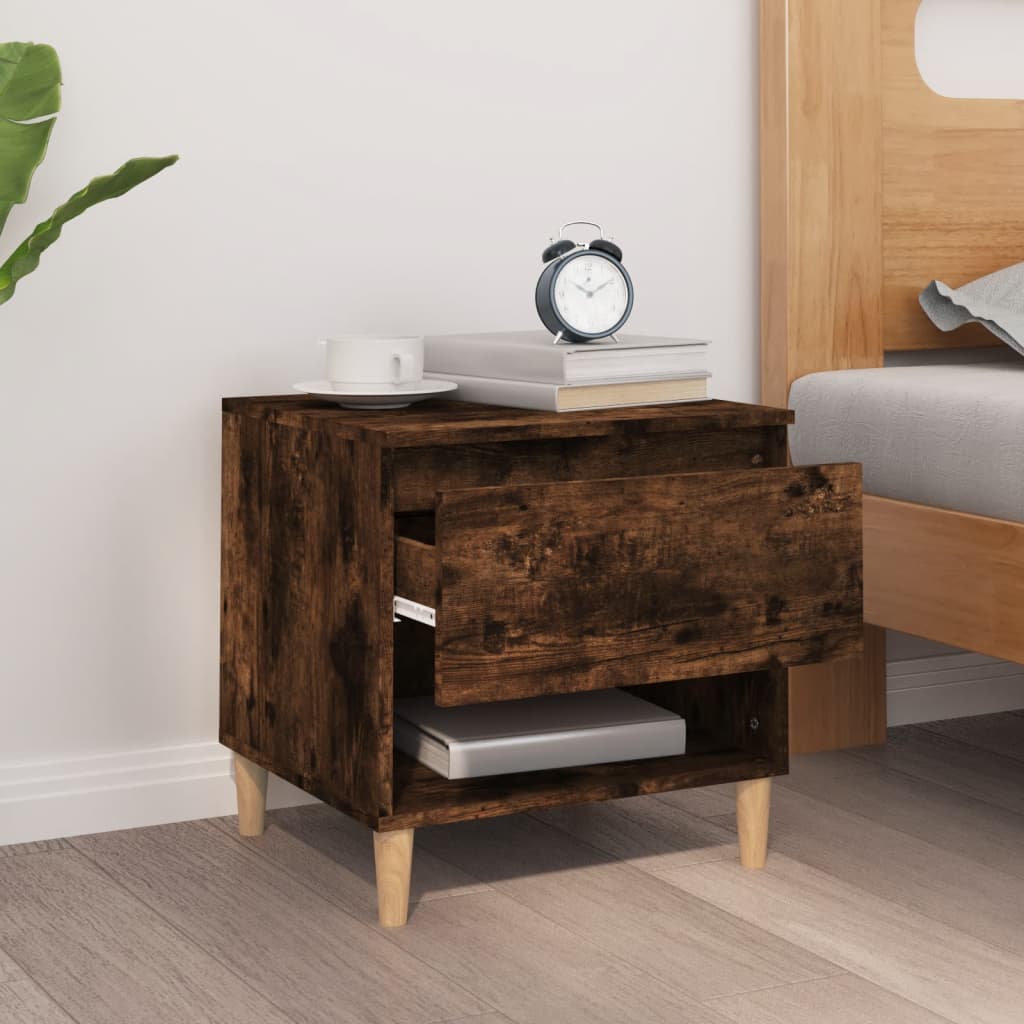 Bedside Table Smoked Oak 50x46x50 Engineered Wood