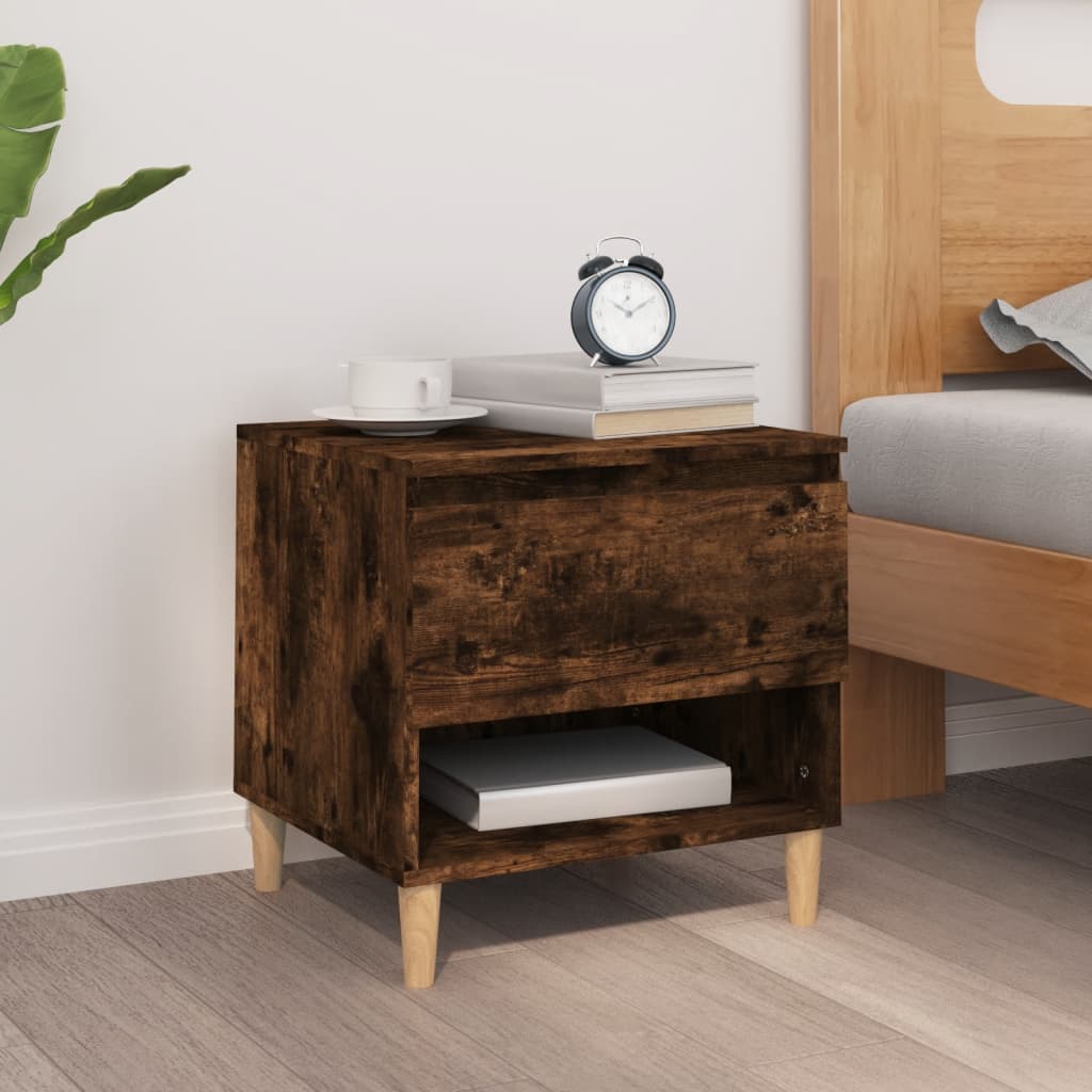 Bedside Table Smoked Oak 50x46x50 Engineered Wood
