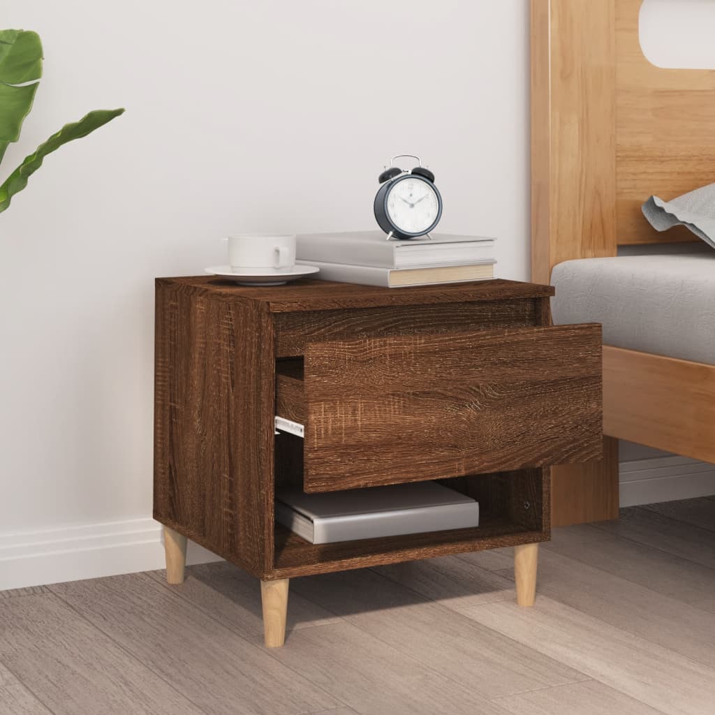 Bedside Table Brown Oak 50x46x50 Engineered Wood
