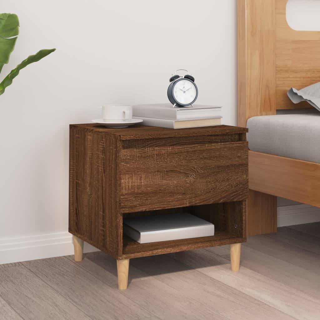Bedside Table Brown Oak 50x46x50 Engineered Wood