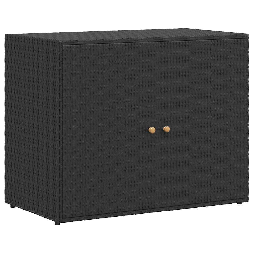 Garden Storage Cabinet Black 100x55.5x80 cm Poly Rattan