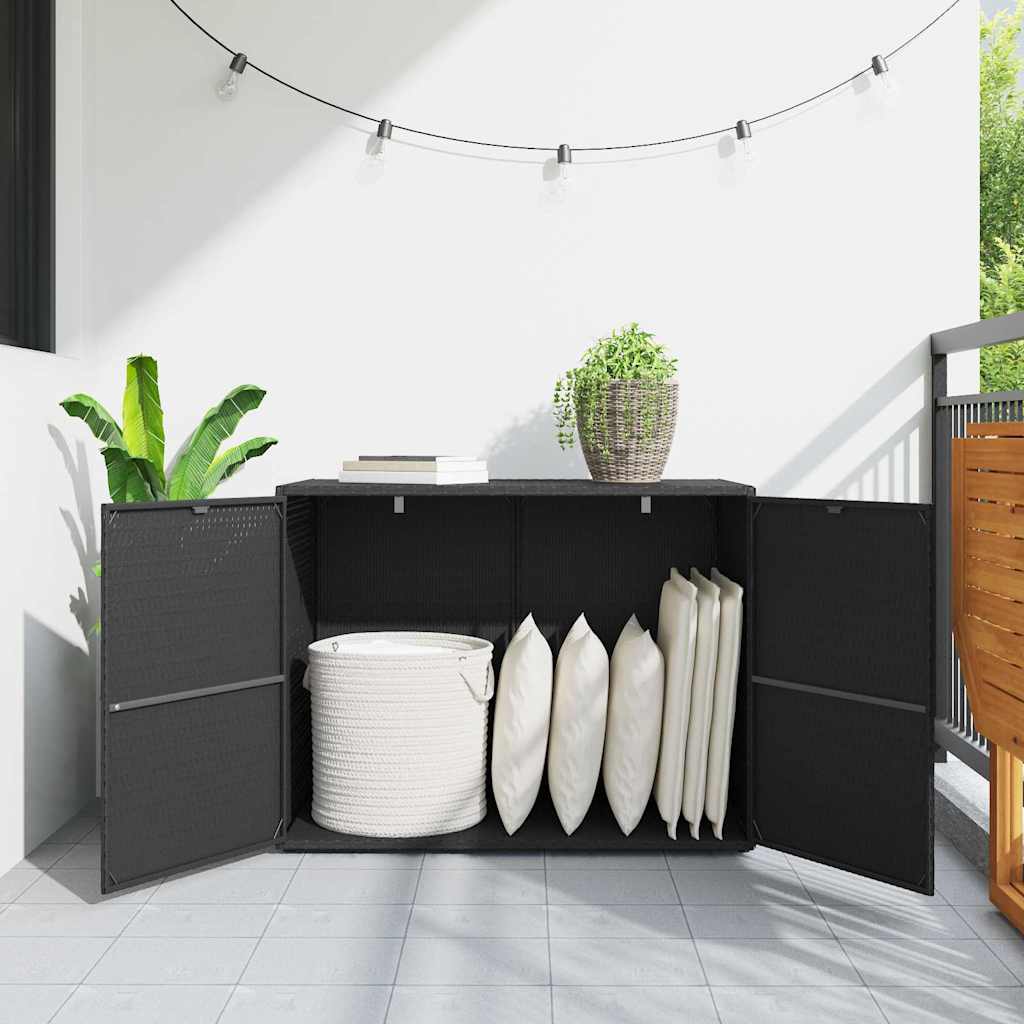 Garden Storage Cabinet Black 100x55.5x80 cm Poly Rattan