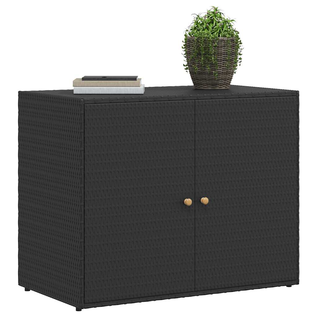 Garden Storage Cabinet Black 100x55.5x80 cm Poly Rattan