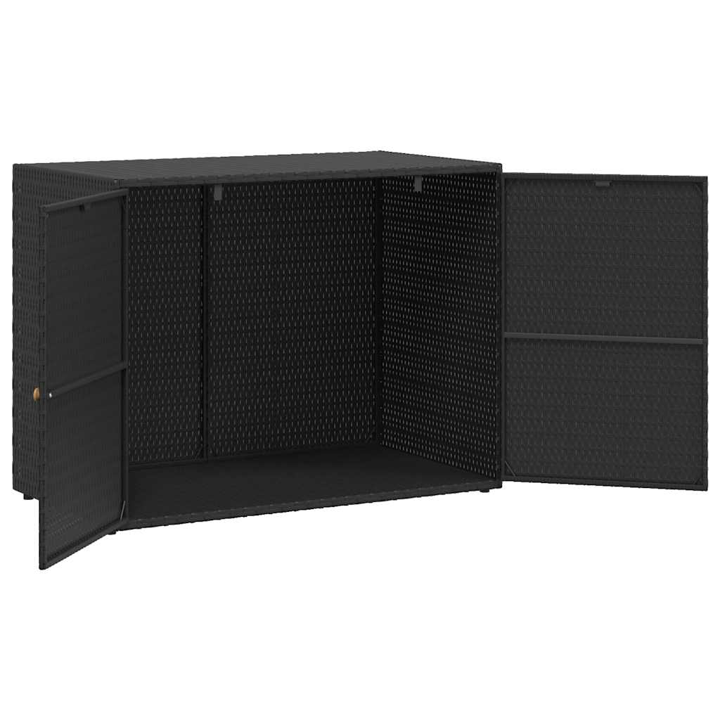 Garden Storage Cabinet Black 100x55.5x80 cm Poly Rattan