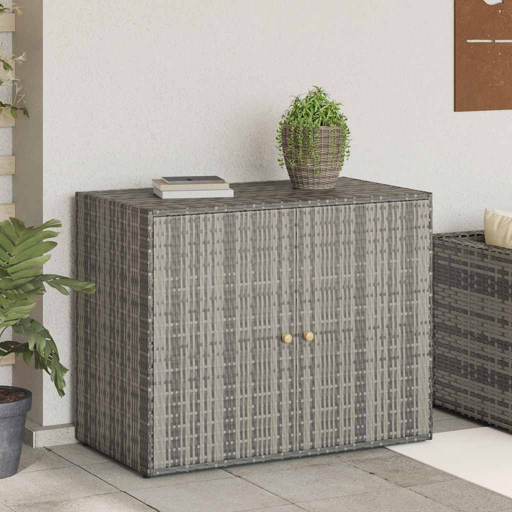 Garden Storage Cabinet Grey 100x55.5x80 cm Poly Rattan