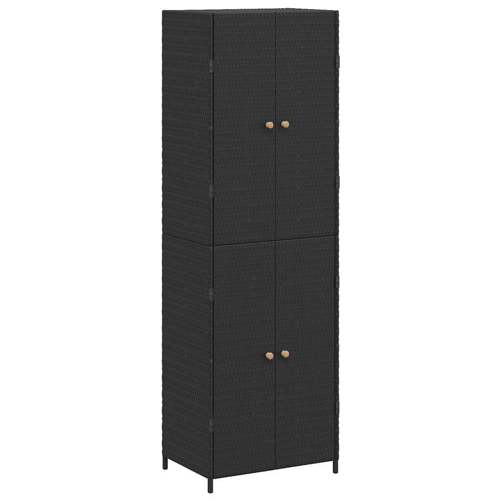 Garden Storage Cabinet Black 59x40x180 cm Poly Rattan