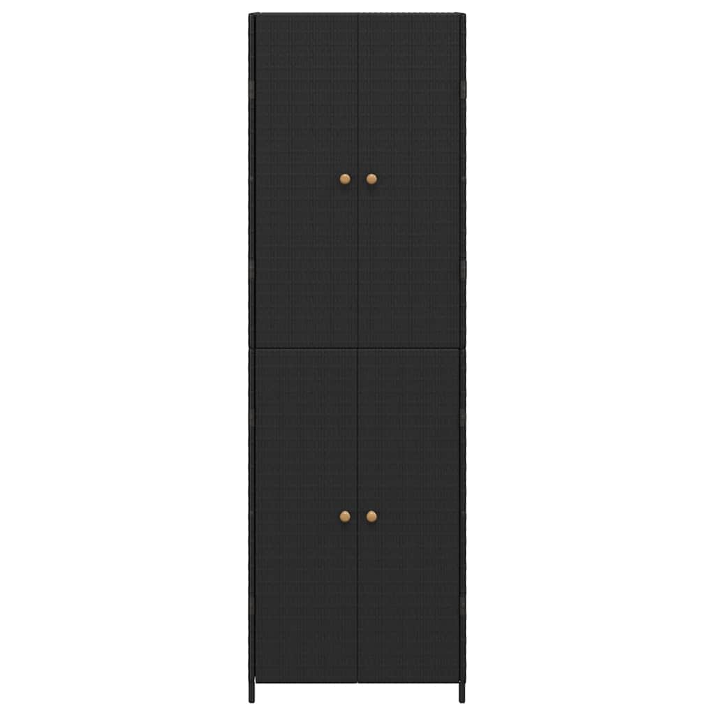 Garden Storage Cabinet Black 59x40x180 cm Poly Rattan