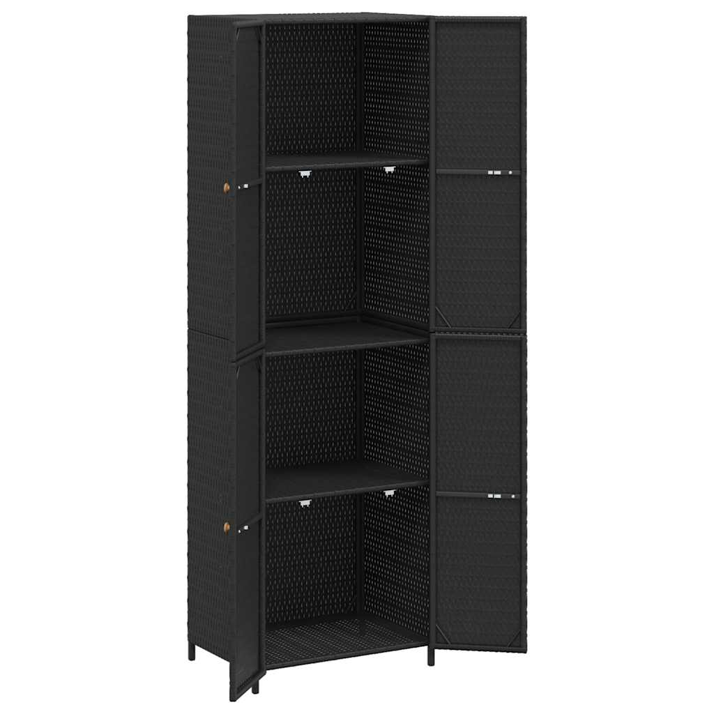 Garden Storage Cabinet Black 59x40x180 cm Poly Rattan