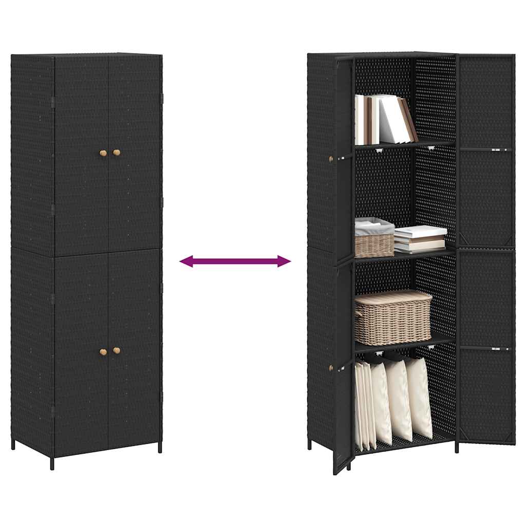 Garden Storage Cabinet Black 59x40x180 cm Poly Rattan