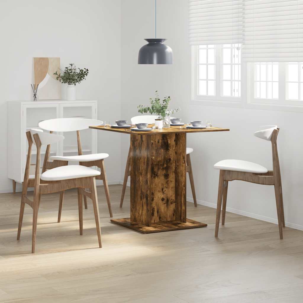 Dining Table Smoked Oak 80x80x75 cm Engineered Wood