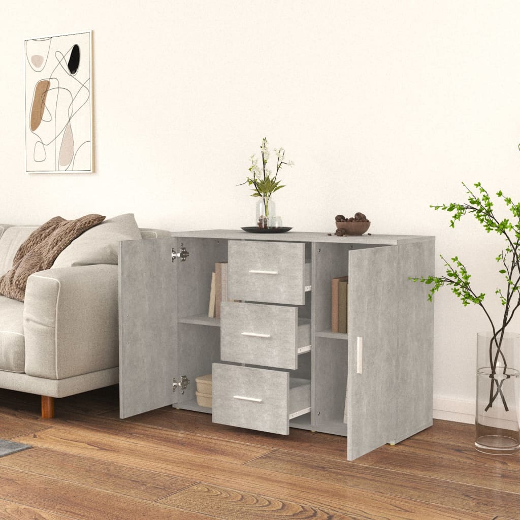Sideboard Concrete Grey 91x29.5x65 cm Engineered Wood