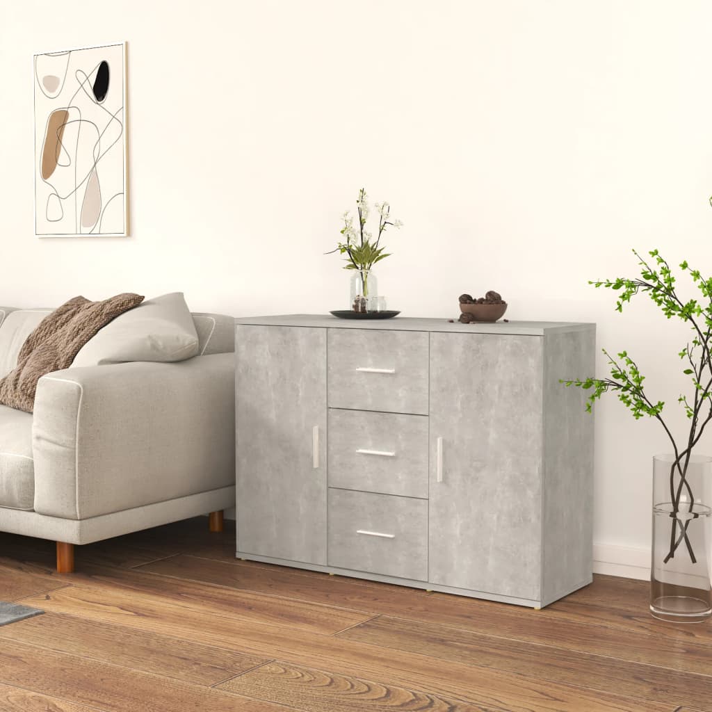Sideboard Concrete Grey 91x29.5x65 cm Engineered Wood