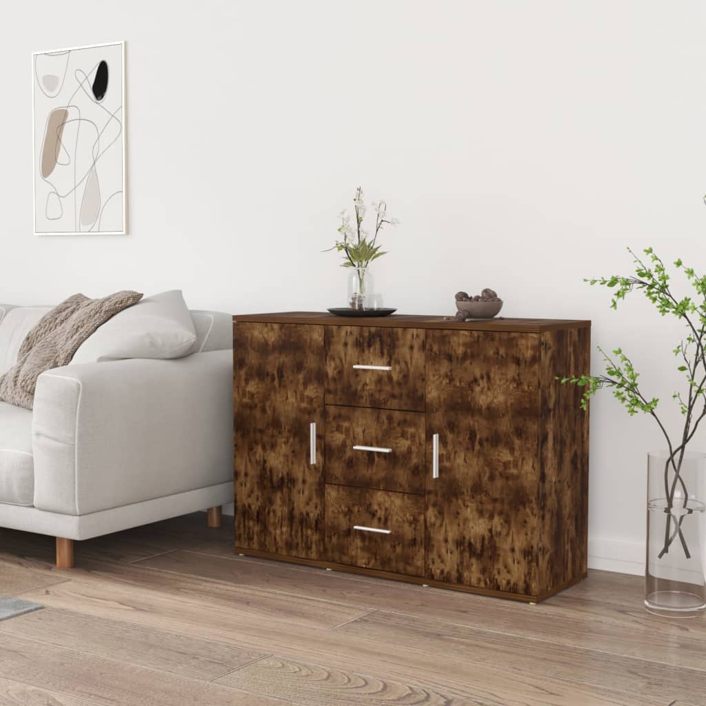 Sideboard Smoked Oak 91x29.5x65 cm Engineered Wood