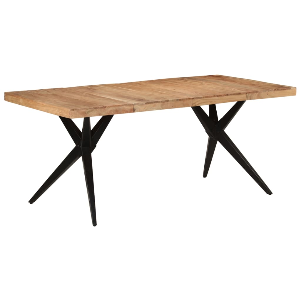 Dining Table Black 180x90x77 cm Solid Wood Acacia