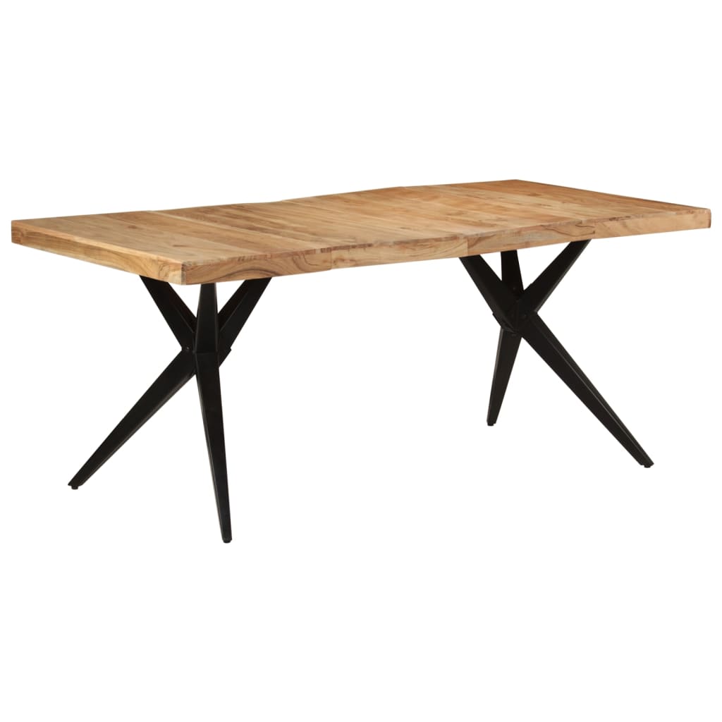 Dining Table Black 180x90x77 cm Solid Wood Acacia