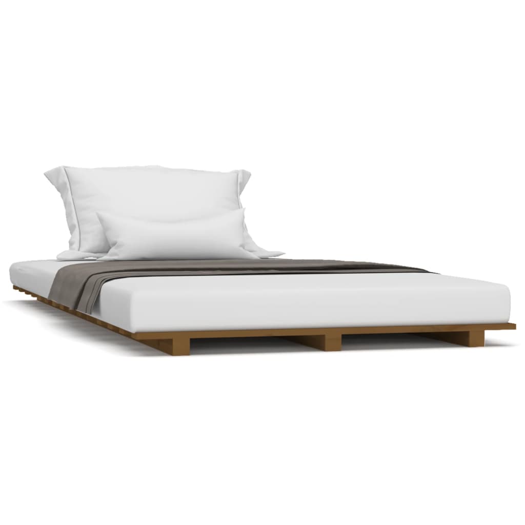 Bed Frame without Mattress Honey Brown 90x200 cm Solid Wood Pine