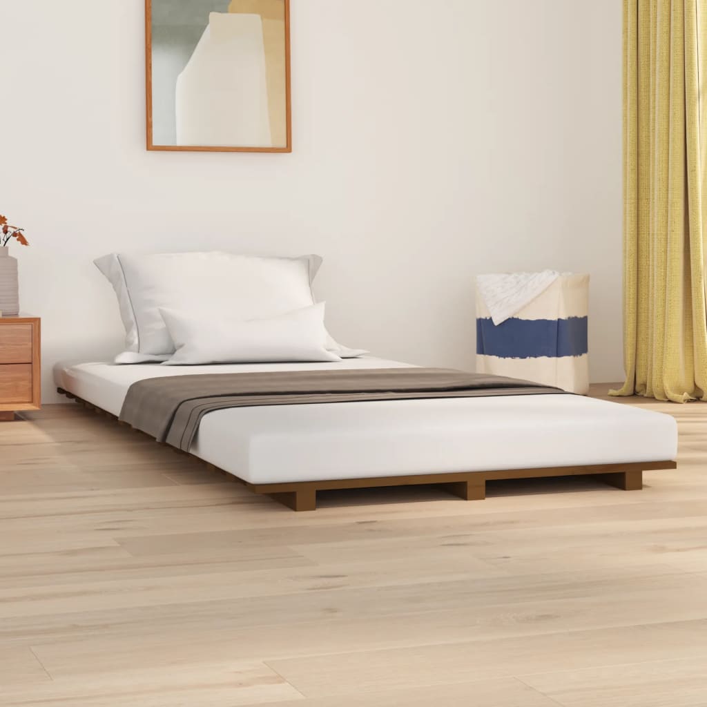 Bed Frame without Mattress Honey Brown 90x200 cm Solid Wood Pine