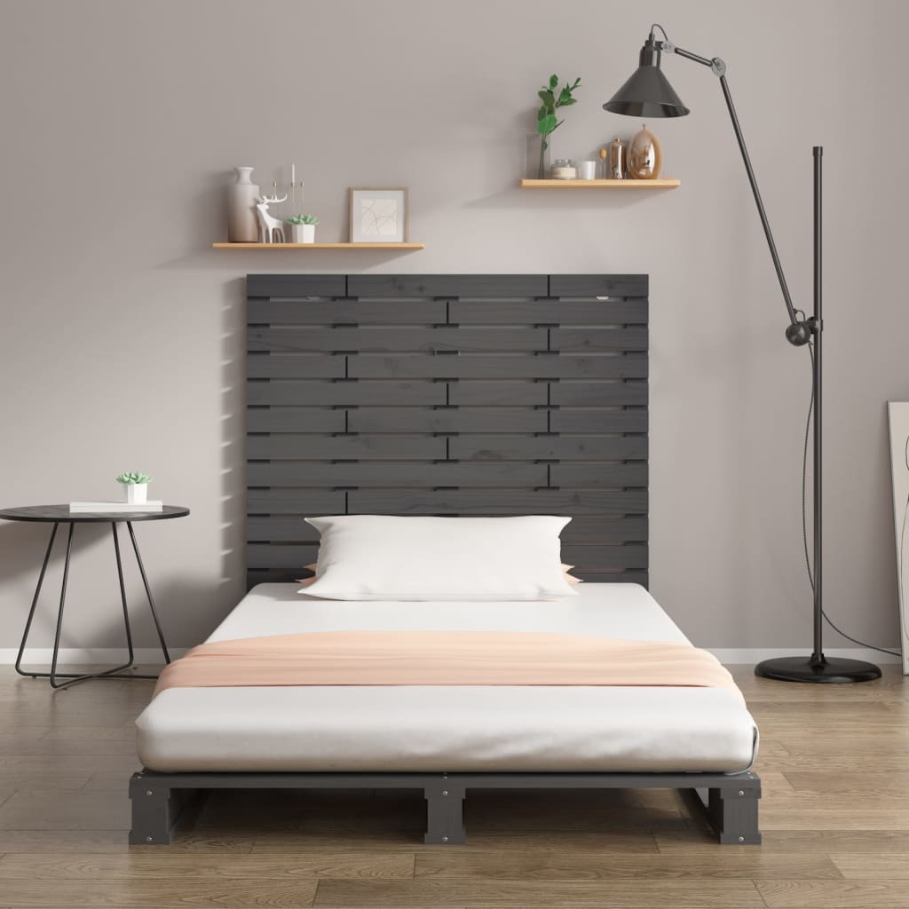 Wall Headboard Grey 106x3x91.5 cm Solid Wood Pine