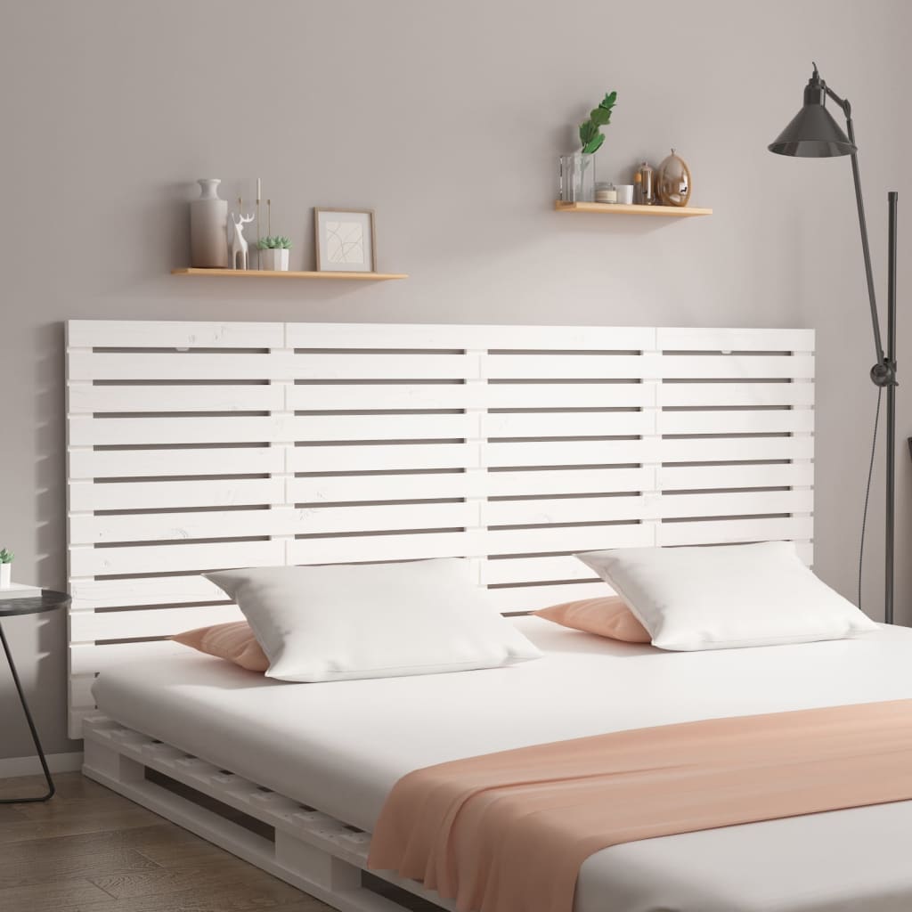 Wall Headboard White 166x3x91.5 cm Solid Wood Pine