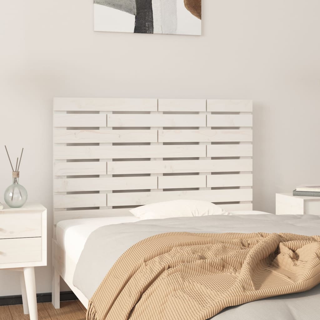 Wall Headboard White 106x3x63 cm Solid Wood Pine