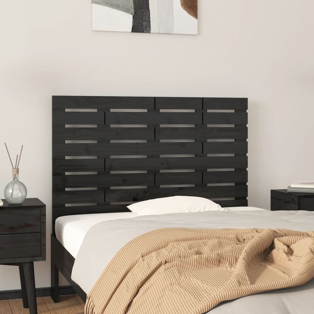 Wall Headboard Black 106x3x63 cm Solid Wood Pine