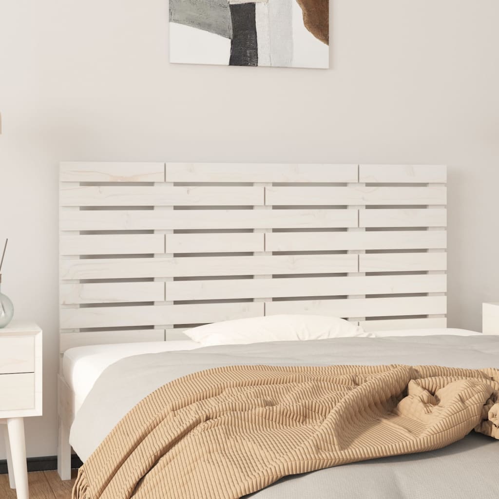 Wall Headboard White 126x3x63 cm Solid Wood Pine