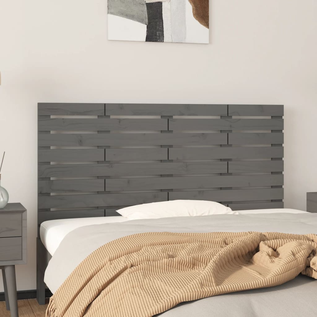 Wall Headboard Grey 146x3x63 cm Solid Wood Pine