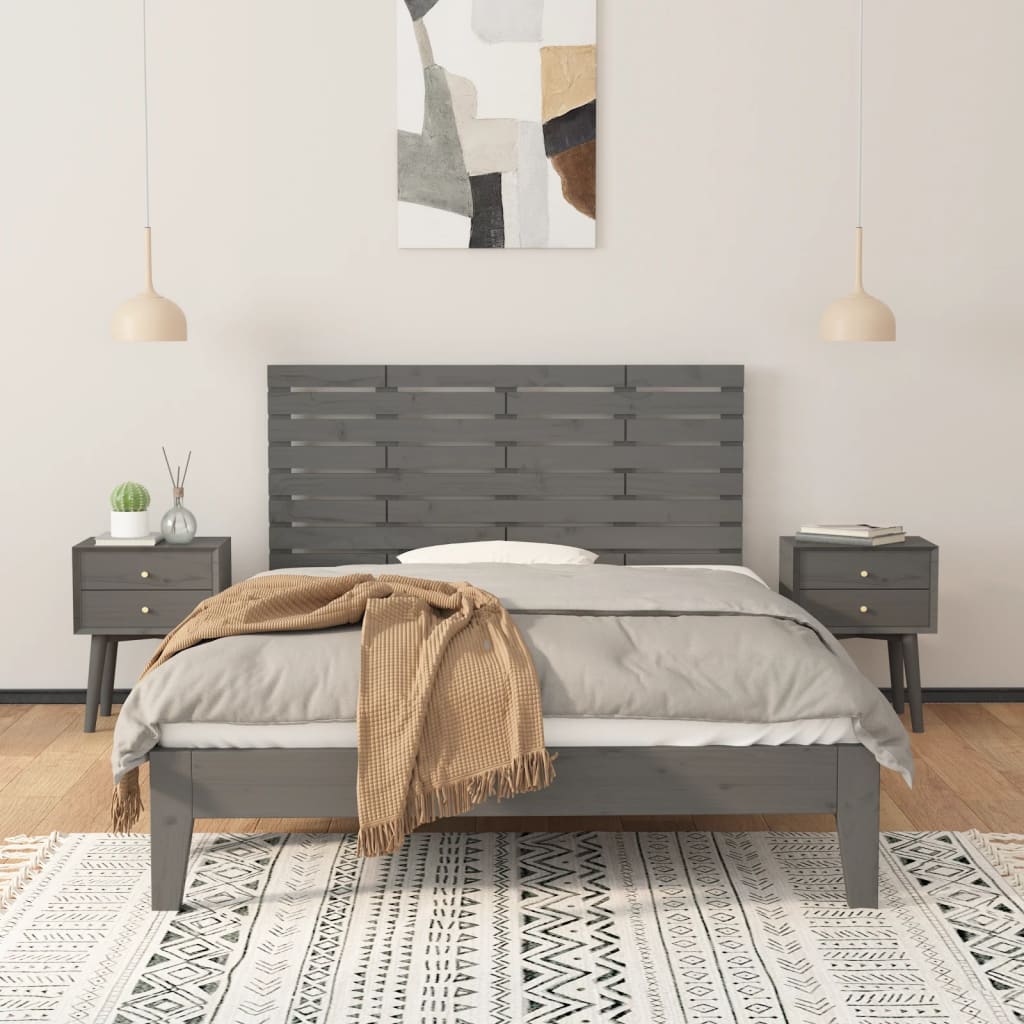 Wall Headboard Grey 156x3x63 cm Solid Wood Pine