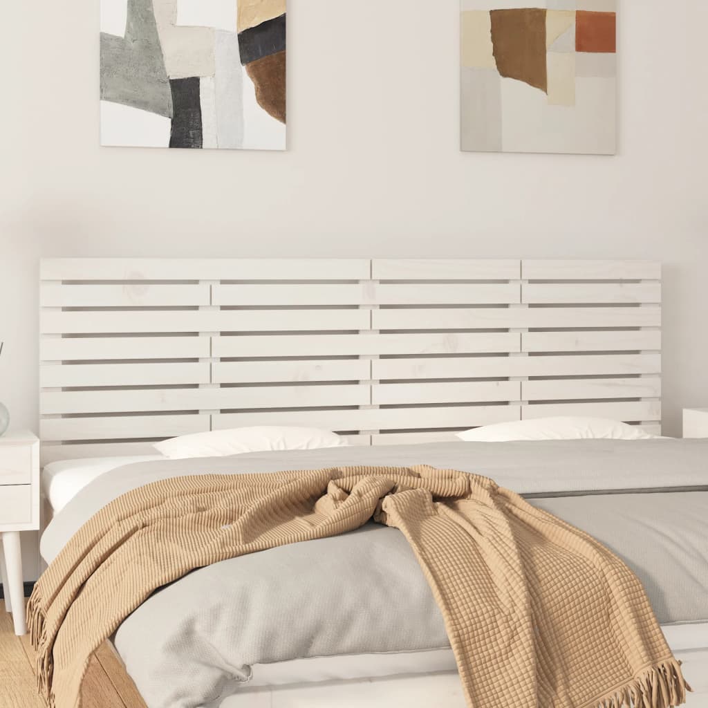Wall Headboard White 166x3x63 cm Solid Wood Pine