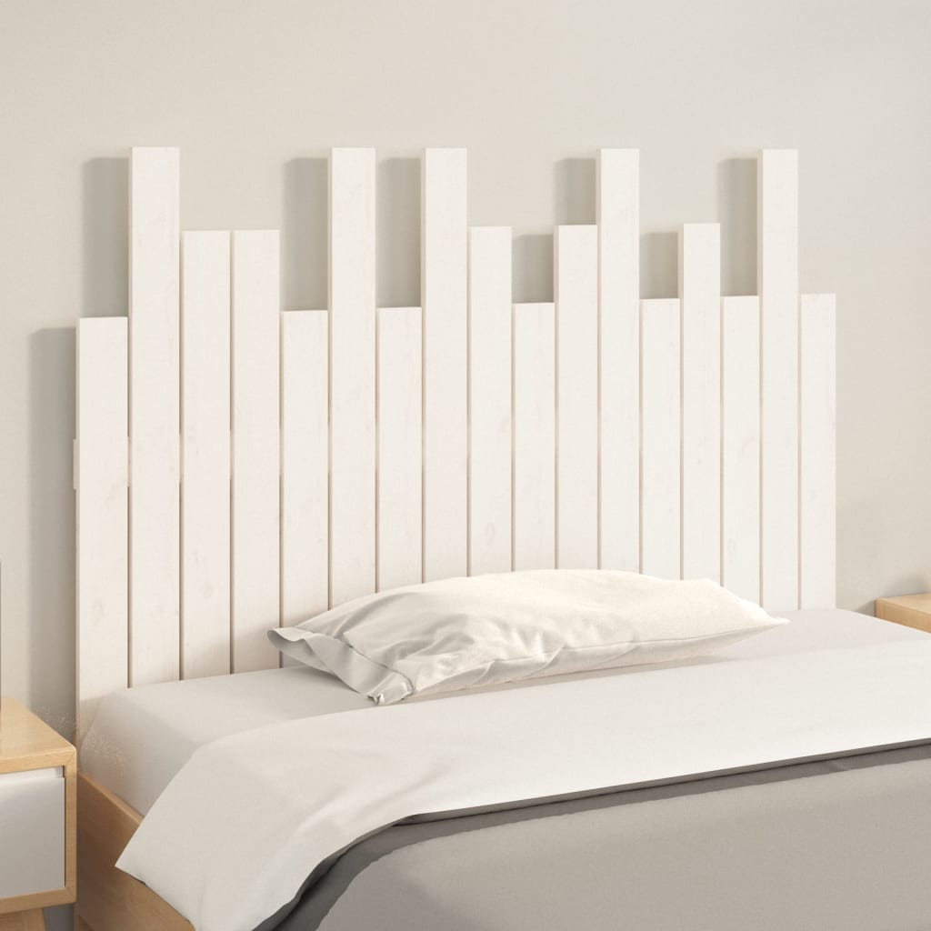 Wall Headboard White 108x3x80 cm Solid Wood Pine