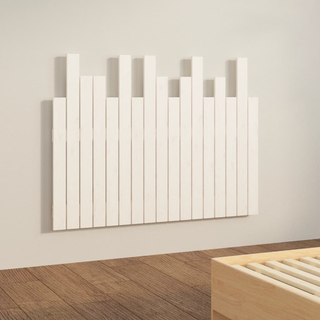 Wall Headboard White 108x3x80 cm Solid Wood Pine
