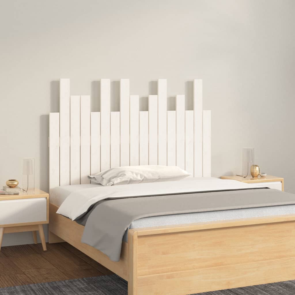 Wall Headboard White 108x3x80 cm Solid Wood Pine