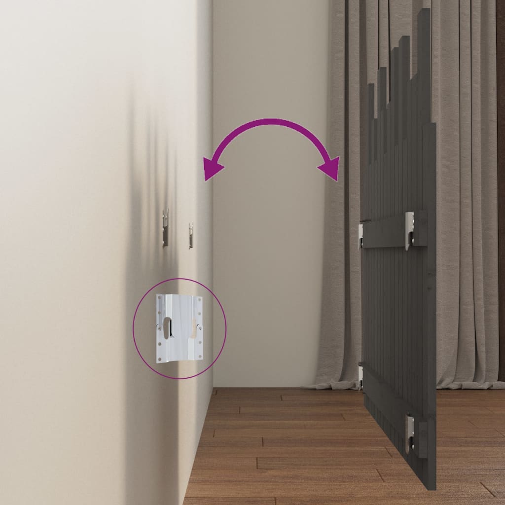 Wall Headboard Grey 108x3x80 cm Solid Wood Pine