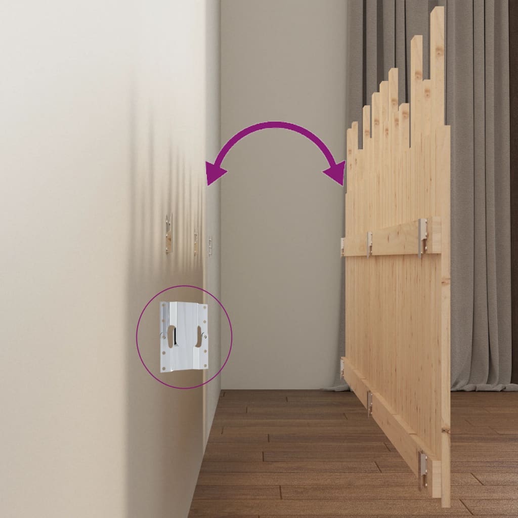 Wall Headboard 204x3x80 cm Solid Wood Pine